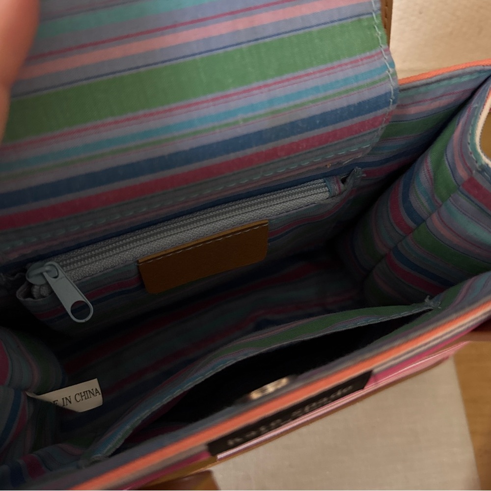 Kate Spade Late 90s Pink Striped Tote with Tan Leather Trim - HTF - Picture 5 of 6